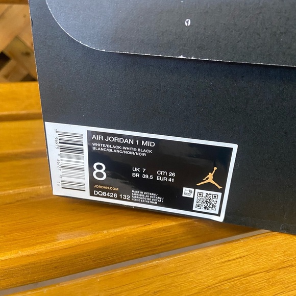 Nike Air Jordan 1 Mid White and Black Sneakers - Picture 3 of 3